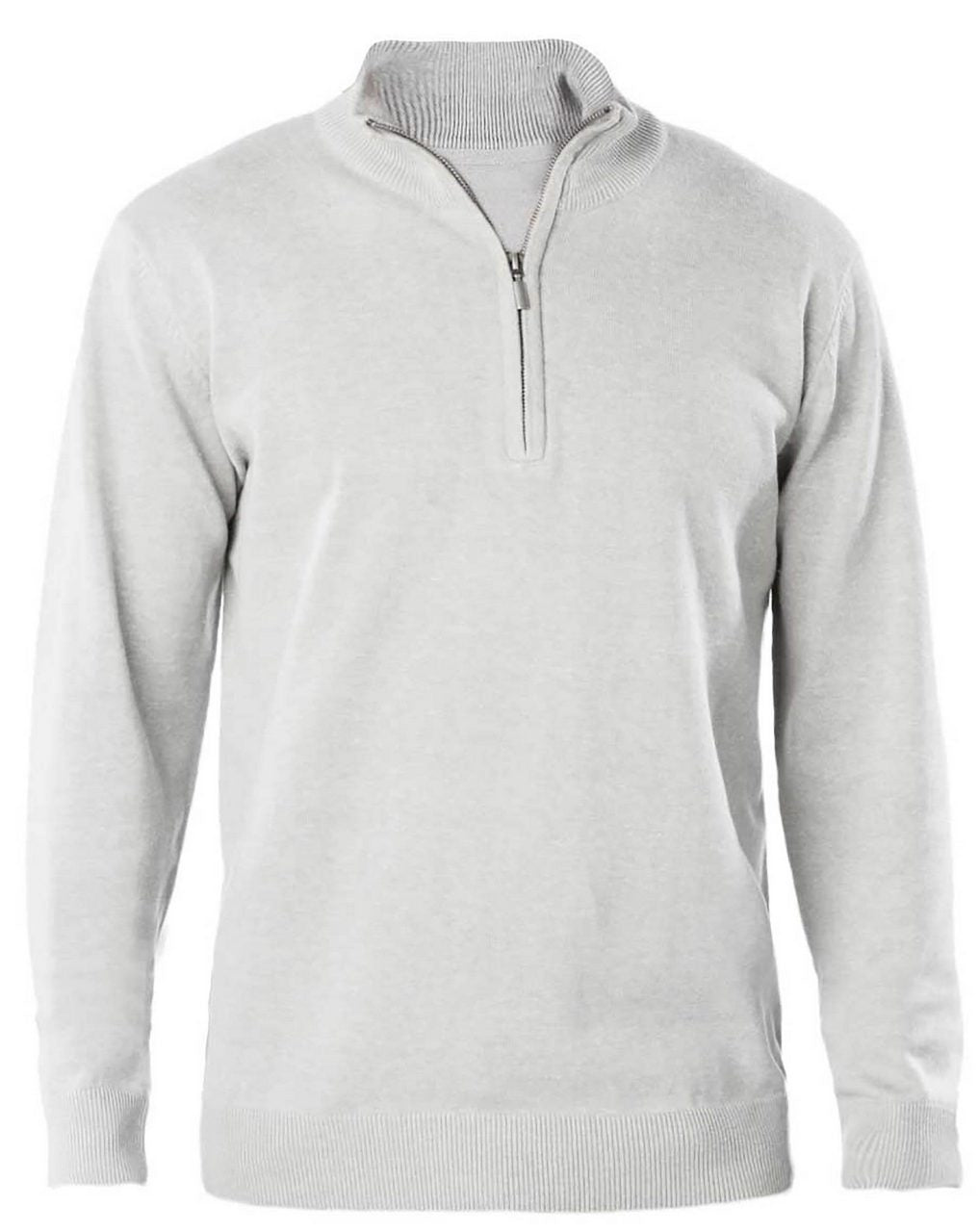 MEN'S ZIP NECK JUMPER - Grey Melange - Main