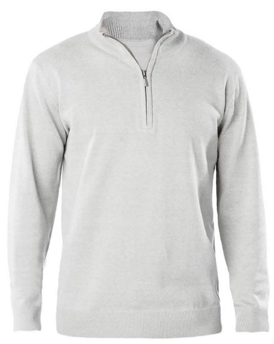 MEN'S ZIP NECK JUMPER - Grey Melange - Main