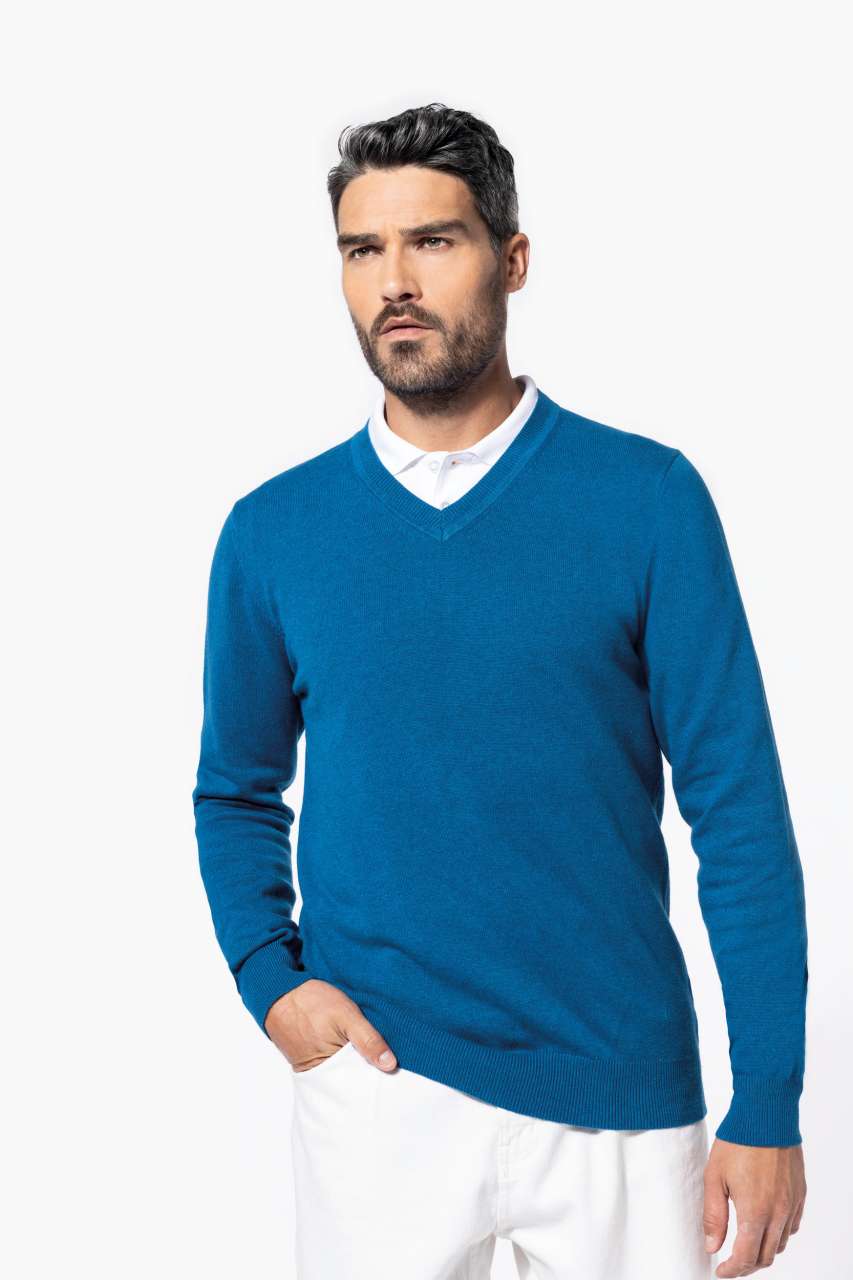 PREMIUM V-NECK JUMPER - Black Heather - modelimageurl