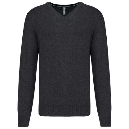 PREMIUM V-NECK JUMPER - Black Heather - colorimageurl