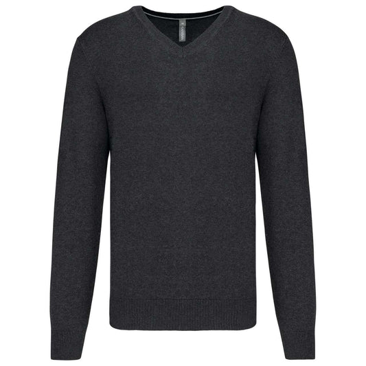 PREMIUM V-NECK JUMPER - Black Heather - colorimageurl