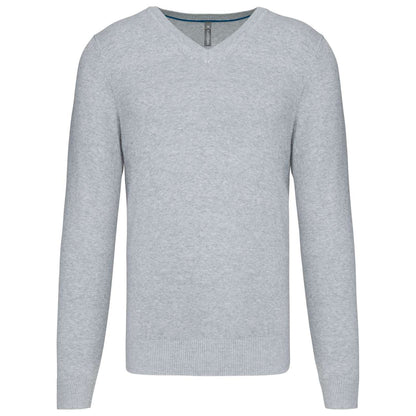 PREMIUM V-NECK JUMPER - Light Grey Heather - colorimageurl