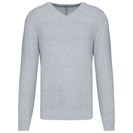 PREMIUM V-NECK JUMPER - Light Grey Heather - colorimageurl