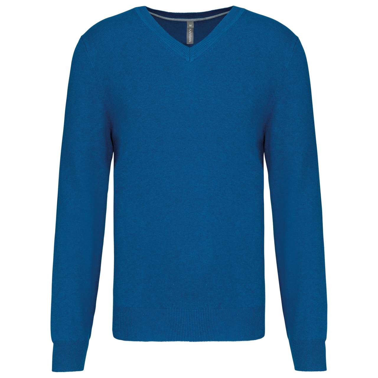 PREMIUM V-NECK JUMPER - Mykonos Blue Heather - colorimageurl