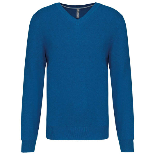 PREMIUM V-NECK JUMPER - Mykonos Blue Heather - colorimageurl