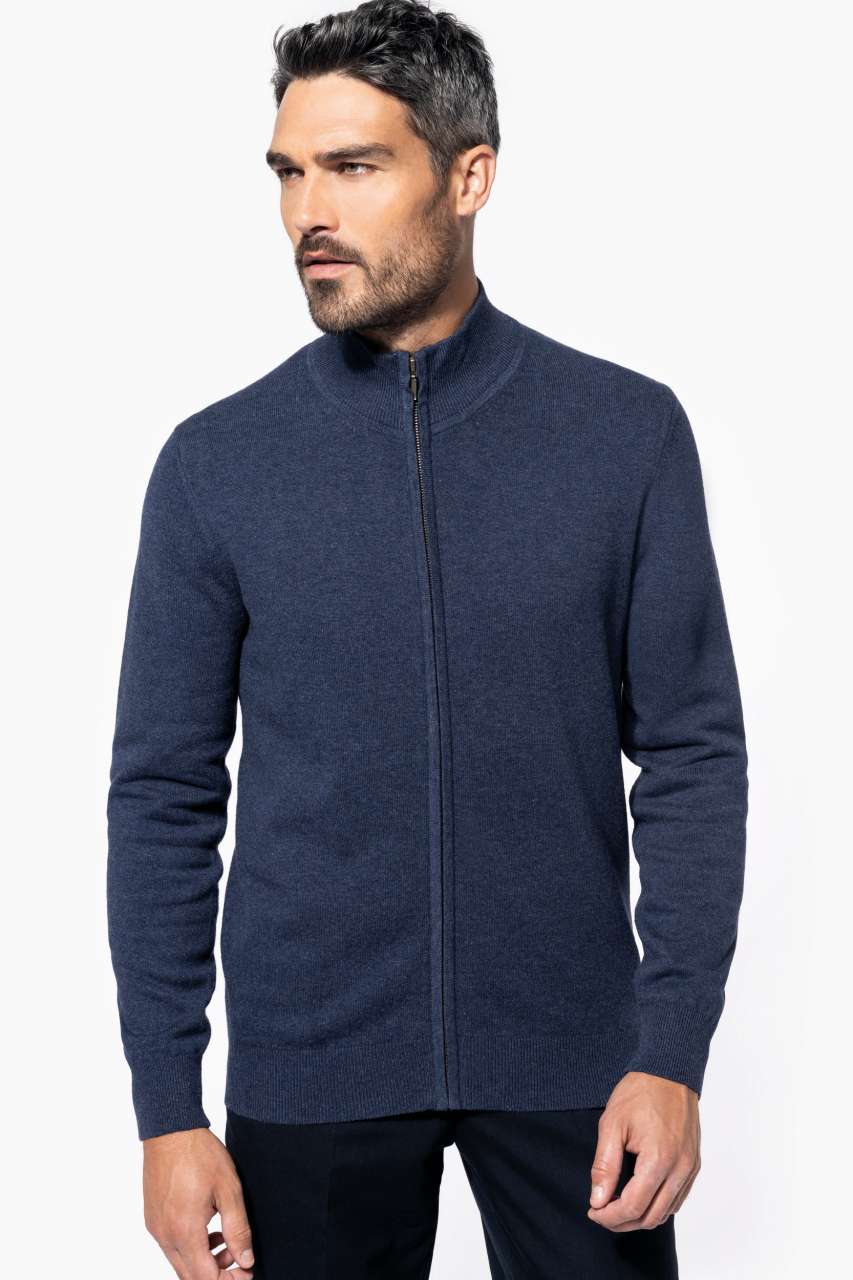 PREMIUM FULL ZIP CARDIGAN - Light Grey Heather - modelimageurl