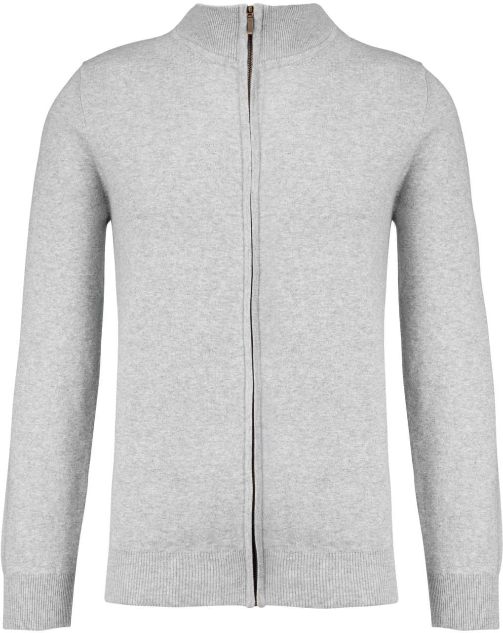 PREMIUM FULL ZIP CARDIGAN - Light Grey Heather - colorimageurl