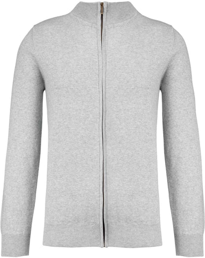 PREMIUM FULL ZIP CARDIGAN - Light Grey Heather - colorimageurl