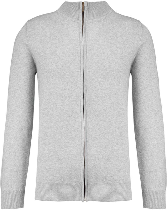 PREMIUM FULL ZIP CARDIGAN - Light Grey Heather - colorimageurl