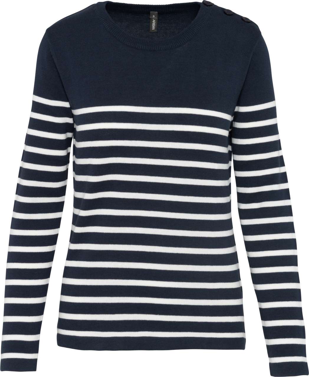 LADIES' SAILOR JUMPER - Striped Navy/Off White - colorimageurl