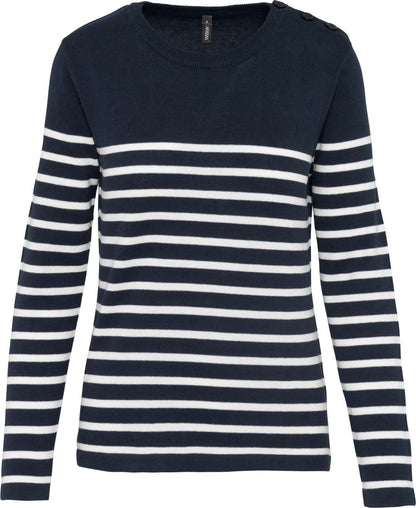 LADIES' SAILOR JUMPER - Striped Navy/Off White - colorimageurl