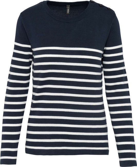LADIES' SAILOR JUMPER - Striped Navy/Off White - colorimageurl