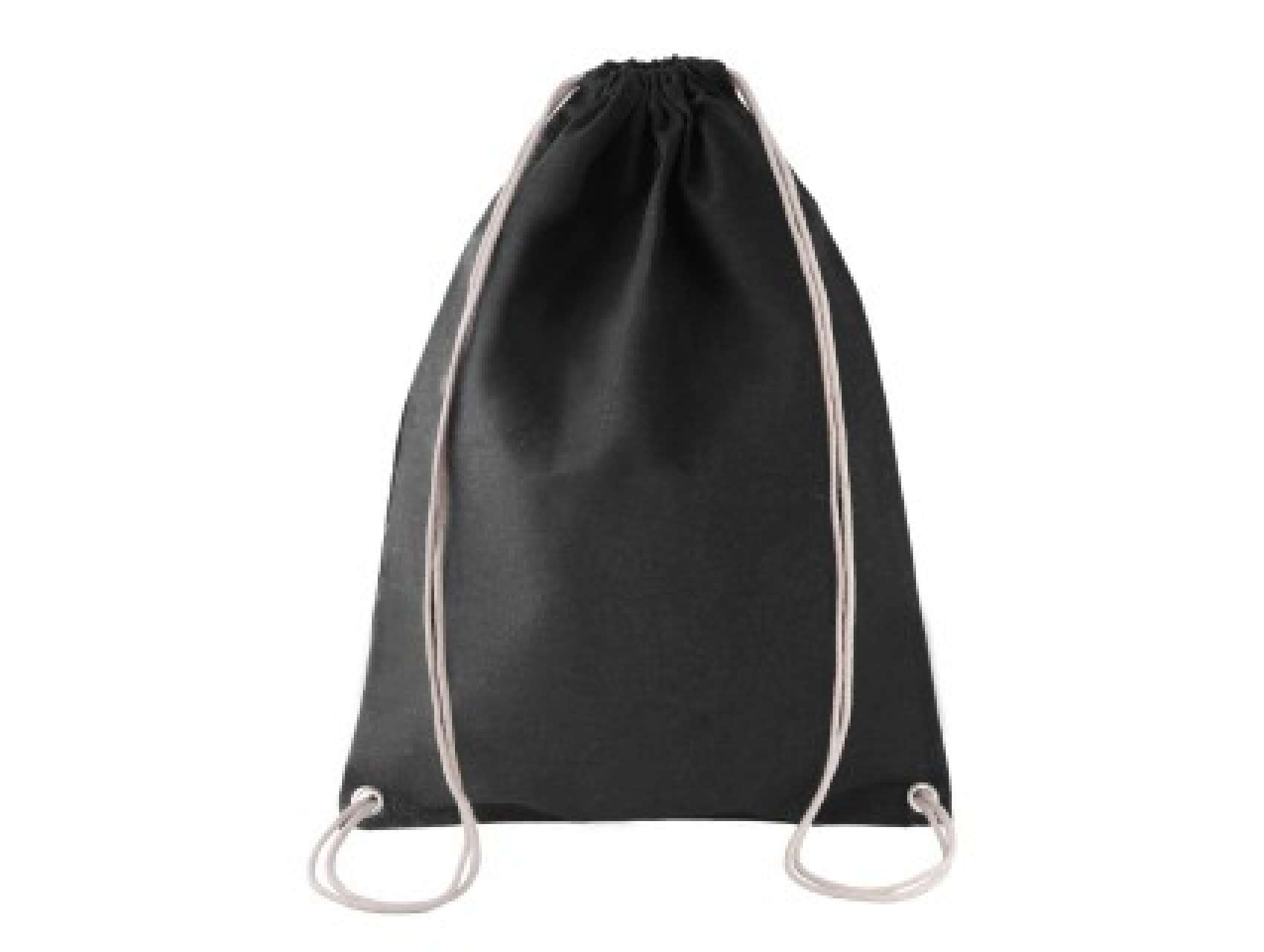 COTTON DRAWSTRING BACKPACK - Black - Main