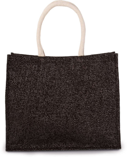 JUTE BEACH BAG - Black/Silver - Main