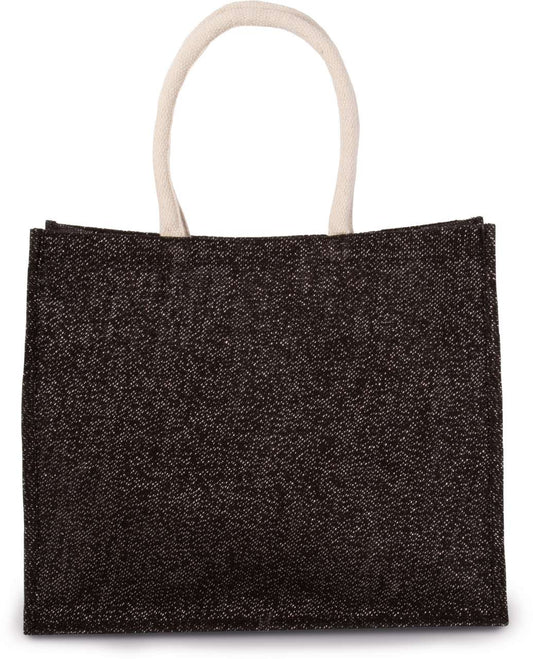 JUTE BEACH BAG - Black/Silver - Main
