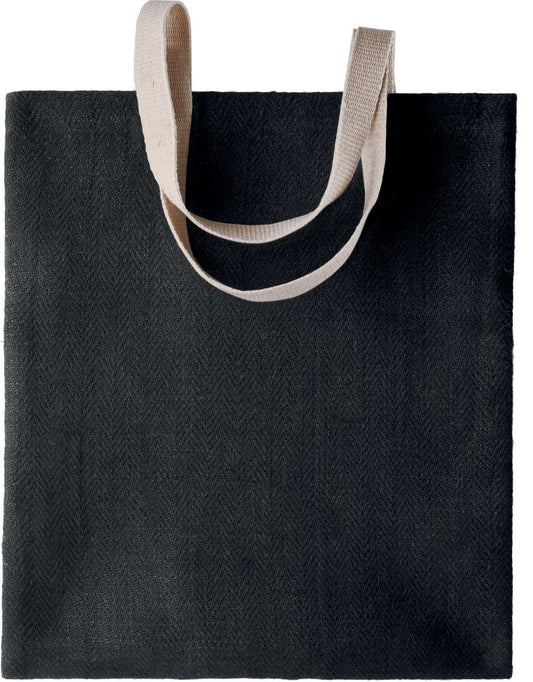 100% NATURAL YARN DYED JUTE BAG - Black/Black - Main