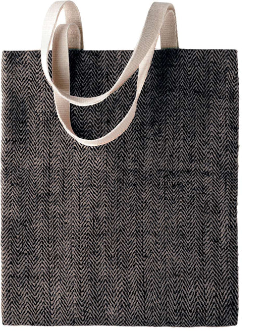 100% NATURAL YARN DYED JUTE BAG - Natural/Black - Main