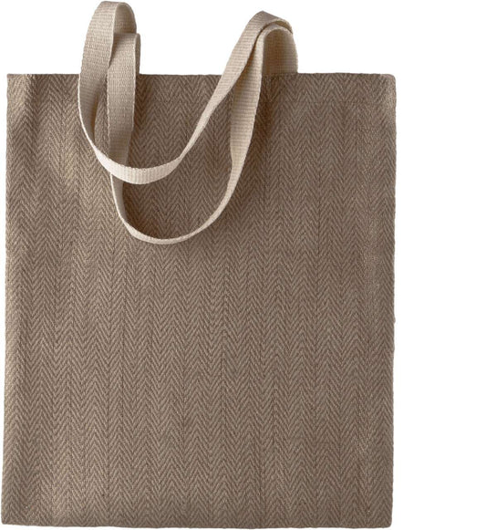 100% NATURAL YARN DYED JUTE BAG - Natural/Cappuccino - Main