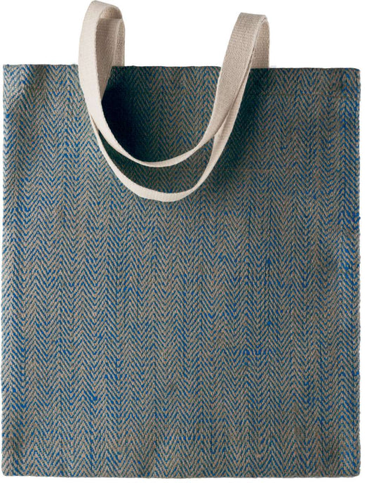 100% NATURAL YARN DYED JUTE BAG - Natural/Ink BLue - Main