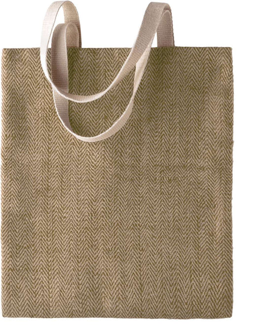 100% NATURAL YARN DYED JUTE BAG - Natural/Military Green - Main