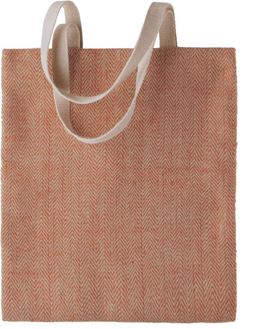 100% NATURAL YARN DYED JUTE BAG - Natural/Saffron - Main