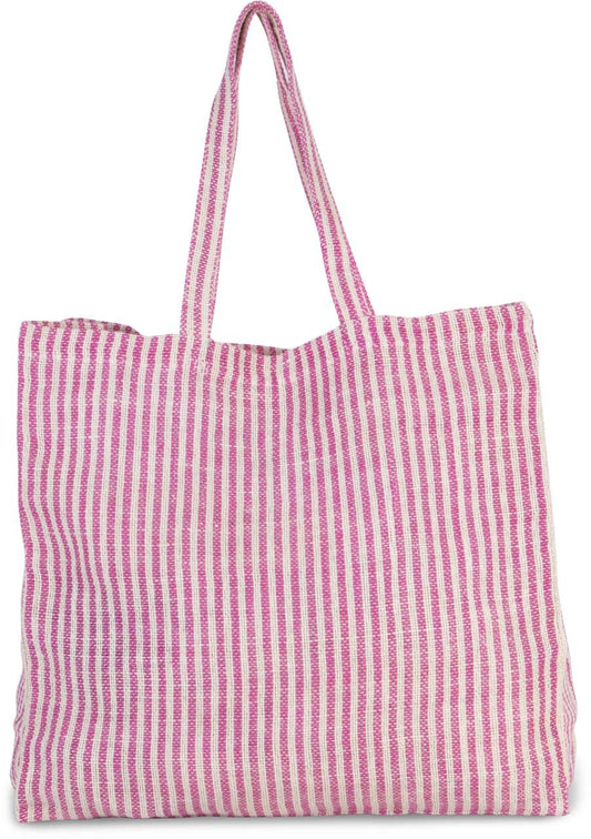 JUCO STRIPED SHOPPER BAG - Magenta/Natural - colorimageurl