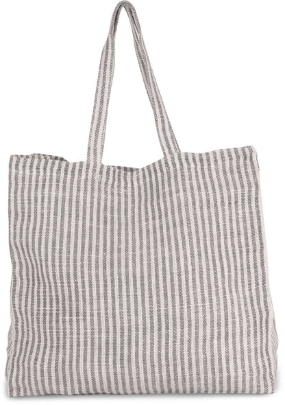 JUCO STRIPED SHOPPER BAG - Steel Grey/Natural - colorimageurl