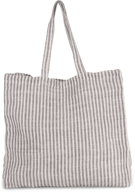 JUCO STRIPED SHOPPER BAG - Steel Grey/Natural - colorimageurl