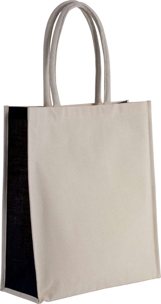 COTTON / JUTE TOTE BAG - 23 L - Natural/Black - Main
