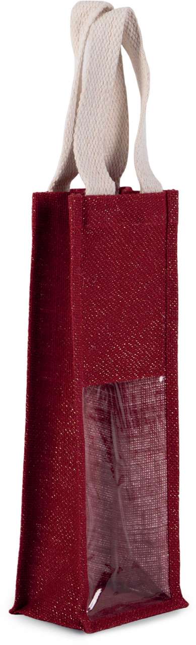 JUTE BOTTLE BAG - Cherry Red/Gold - Main