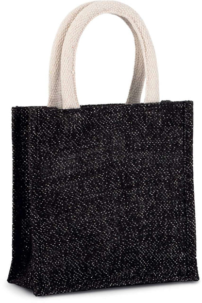JUTE CANVAS TOTE - SMALL - Black/Silver - Main