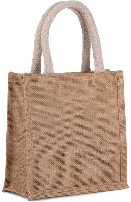JUTE CANVAS TOTE - SMALL - Natural/Gold - Main