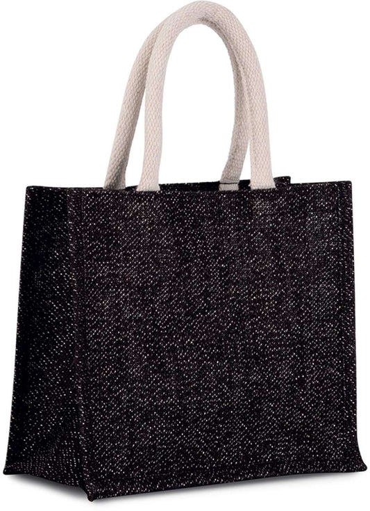 JUTE CANVAS TOTE - MEDIUM - Black/Silver - Main