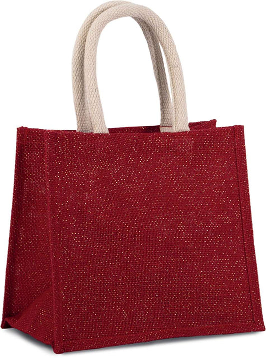 JUTE CANVAS TOTE - MEDIUM - Cherry Red/Gold - Main
