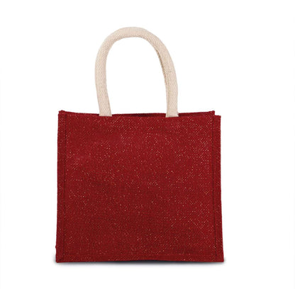 JUTE CANVAS TOTE - MEDIUM - Cherry Red/Gold - Additional
