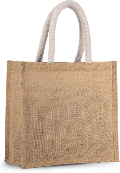JUTE CANVAS TOTE - MEDIUM - Natural/Gold - Main