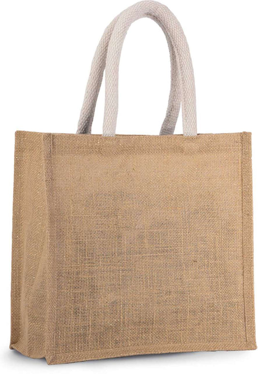 JUTE CANVAS TOTE - MEDIUM - Natural/Gold - Main