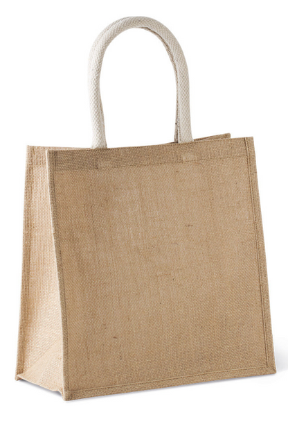 JUTE CANVAS TOTE - LARGE - Cherry Red/Gold - Model