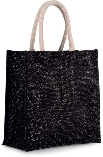 JUTE CANVAS TOTE - LARGE - Black/Silver - Main