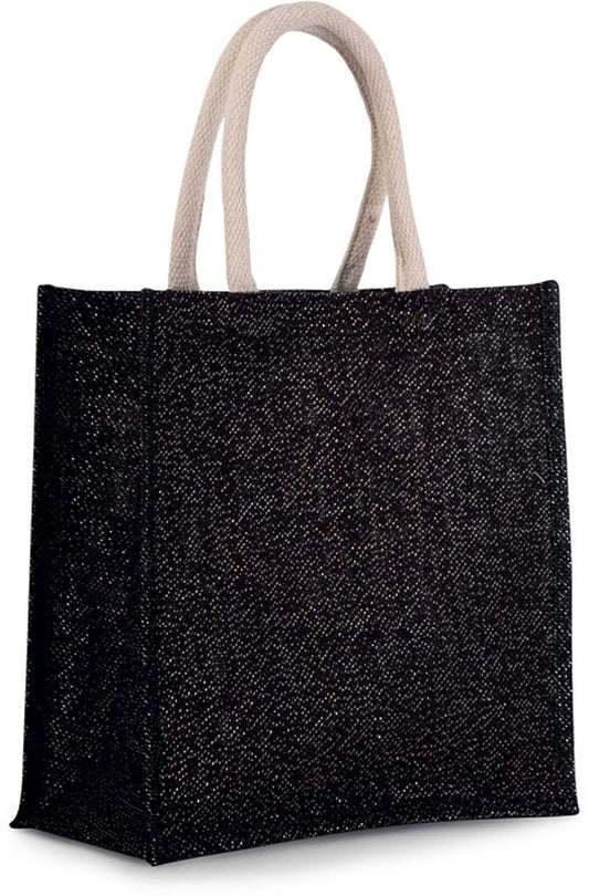 JUTE CANVAS TOTE - LARGE - Black/Silver - Main