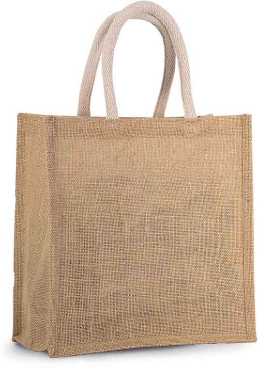 JUTE CANVAS TOTE - LARGE - Natural/Gold - Main