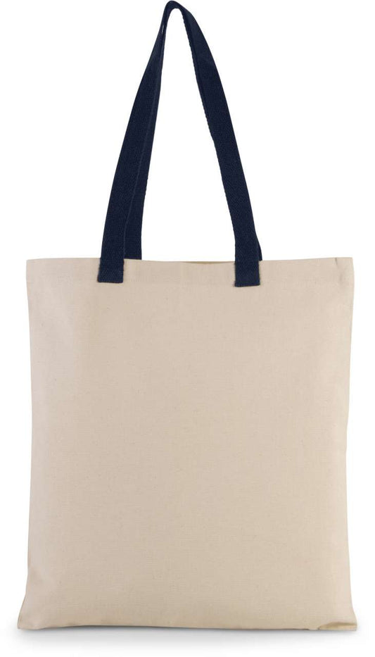 FLAT CANVAS SHOPPER WITH CONTRAST HANDLE - Natural/Navy - Main