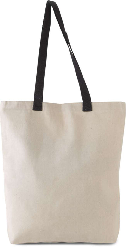 FLAT CANVAS SHOPPER WITH CONTRAST HANDLE - Natural/Black - Main