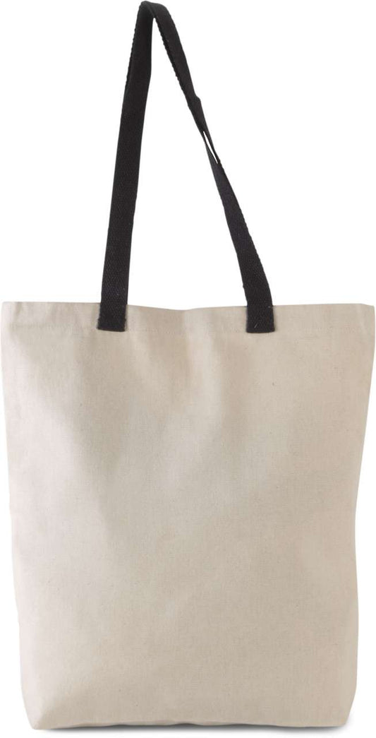 FLAT CANVAS SHOPPER WITH CONTRAST HANDLE - Natural/Black - Main