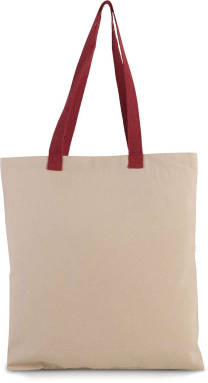 FLAT CANVAS SHOPPER WITH CONTRAST HANDLE - Natural/Cherry Red - Main