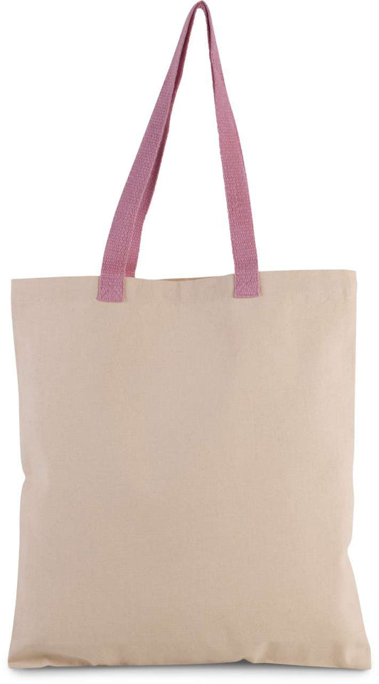FLAT CANVAS SHOPPER WITH CONTRAST HANDLE - Natural/Dark Pink - Main