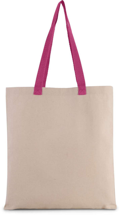 FLAT CANVAS SHOPPER WITH CONTRAST HANDLE - Natural/Magenta - Main