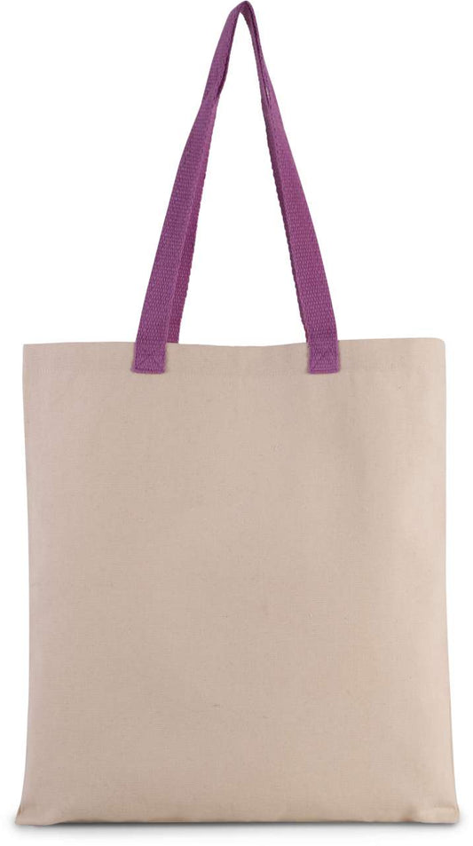 FLAT CANVAS SHOPPER WITH CONTRAST HANDLE - Natural/Radiant Orchid - Main