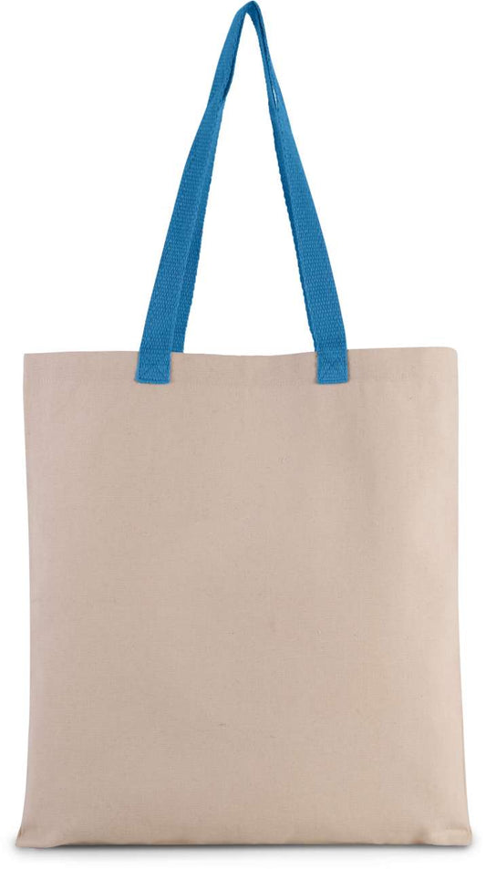 FLAT CANVAS SHOPPER WITH CONTRAST HANDLE - Natural/Surf Blue - Main