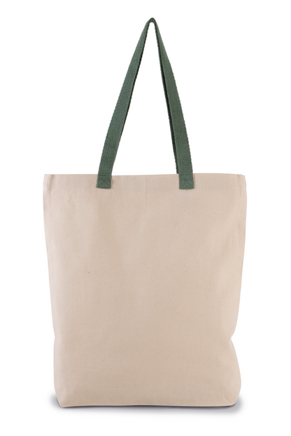 SHOPPER BAG WITH GUSSET AND CONTRAST COLOUR HANDLE - Natural/Black - Model